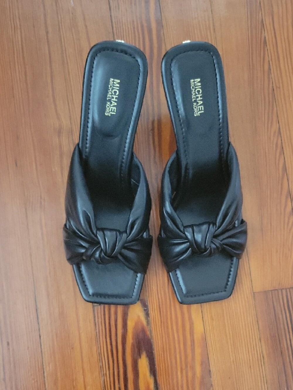 MICHAEL Michael Kors Black Knotted Square-Toe Mule Heels - Picture 5 of 5